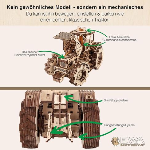 KIROVETS K-7M Three-Dimensional Mechanical Tractor-Puzzle for Adults and Teenagers-Collection Without Glue-596 Details, Colour Nature in Saudi Arabia