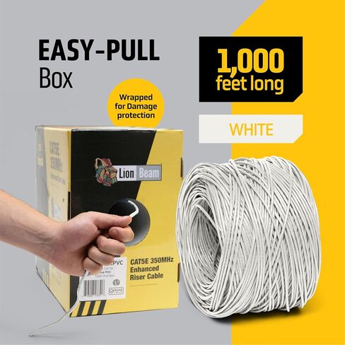 Lion Beam ™ Cat6e Cable Ethernet Cable 1000 ft Box 24Awg ، PVC-CMR COPPER COPPER COPPER 600 MHz ، 600 ميجابت في الثانية ، يوفر 10 جيجابت في الثانية عالي السرعة ، كابل إيثرنت بتكريم سريع ، بكرة سريعة ، أخضر in Kuwait