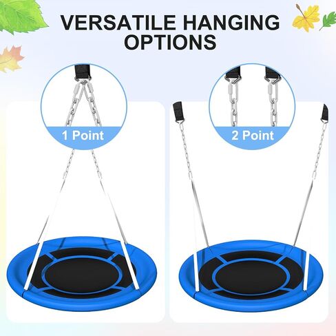 4-in-1 Swing Sets with Stand for Backyard, 440lbs Outdoor Saucer Swing Set for Kids, Heavy-Duty A-Frame Metal Playset for Playground, 32 inch Saucer, Belt Swing, Basketball Hoop, Led Light & Anchors in Saudi Arabia