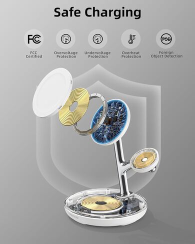 3 in 1 Magnetic Wireless Charger Stand for Apple Devices, TRIBONE Fast Charging Station for iPhone 16/15/14/13/12 Series, Apple Watch, Airpods (White) in Saudi Arabia