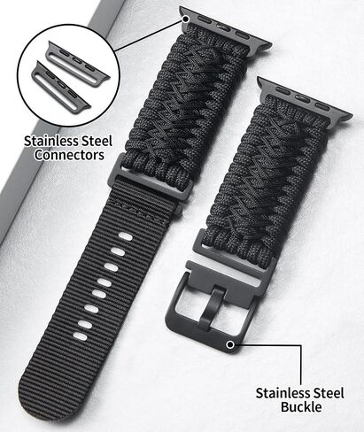 Binlun Watch Band متوافق مع Apple Watch 44mm 45mm 46mm 49mm 49mm ، استبدال حزام ساعة Paracord Paracord متوافق مع Iwatch Ultra/Ultra 2 Series 10/9/8/7/6/5/4/SE/SE2/2/2/2 in Saudi Arabia