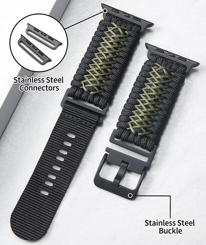 BINLUN Watch Band Compatible with Apple Watch 44mm 45mm 46mm 49mm, Braided Paracord Nylon Watch Strap Replacement Compatible with iWatch Ultra/Ultra 2 Series 10/9/8/7/6/5/4/SE/SE2/3/2/1 for Men in Kuwait