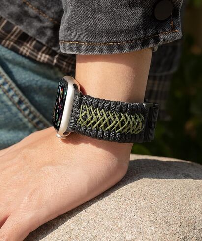 BINLUN Watch Band Compatible with Apple Watch 44mm 45mm 46mm 49mm, Braided Paracord Nylon Watch Strap Replacement Compatible with iWatch Ultra/Ultra 2 Series 10/9/8/7/6/5/4/SE/SE2/3/2/1 for Men in Kuwait