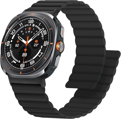العصابات المغناطيسية Anlinser متوافقة مع Samsung Galaxy Watch الفائق الفرقة 47 ملم للرجال ، حزام رياضة سيليكون مقاوم للماء مع مغناطيس متوافق مع Samsung Watch Ultra ، Black in Kuwait