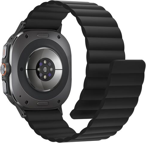 العصابات المغناطيسية Anlinser متوافقة مع Samsung Galaxy Watch الفائق الفرقة 47 ملم للرجال ، حزام رياضة سيليكون مقاوم للماء مع مغناطيس متوافق مع Samsung Watch Ultra ، Black in Kuwait