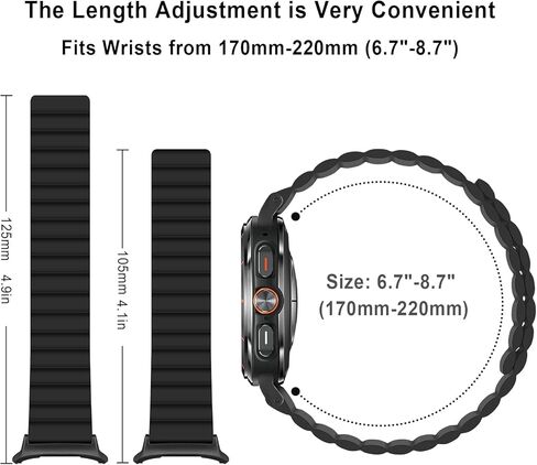 العصابات المغناطيسية Anlinser متوافقة مع Samsung Galaxy Watch الفائق الفرقة 47 ملم للرجال ، حزام رياضة سيليكون مقاوم للماء مع مغناطيس متوافق مع Samsung Watch Ultra ، Black in Kuwait