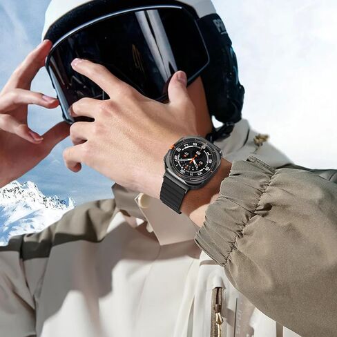 العصابات المغناطيسية Anlinser متوافقة مع Samsung Galaxy Watch الفائق الفرقة 47 ملم للرجال ، حزام رياضة سيليكون مقاوم للماء مع مغناطيس متوافق مع Samsung Watch Ultra ، Black in Kuwait