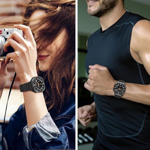 العصابات المغناطيسية Anlinser متوافقة مع Samsung Galaxy Watch الفائق الفرقة 47 ملم للرجال ، حزام رياضة سيليكون مقاوم للماء مع مغناطيس متوافق مع Samsung Watch Ultra ، Black in Kuwait