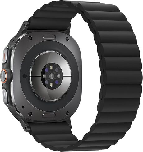 العصابات المغناطيسية Anlinser متوافقة مع Samsung Galaxy Watch الفائق الفرقة 47 ملم للرجال ، حزام رياضة سيليكون مقاوم للماء مع مغناطيس متوافق مع Samsung Watch Ultra ، Black in Kuwait
