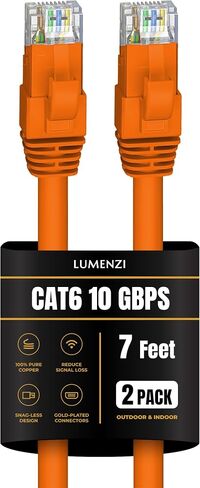 Cat 6 Ethernet Cable 14 FT in Black 10 GBPS Network Long Round RJ45 Outdoor Indoor Direct Direct Direct Bare Copper LAN CABL in Kuwait