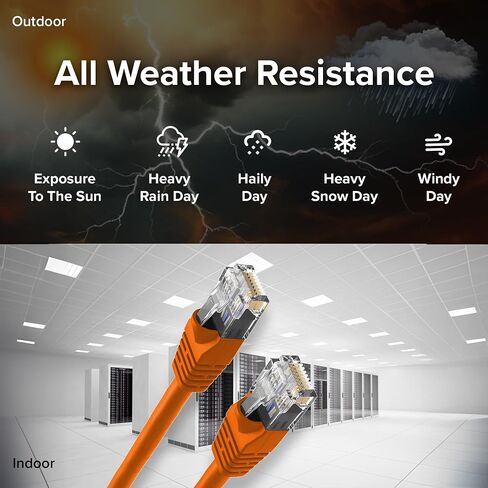 Cat 6 Ethernet Cable 14 FT in Black 10 GBPS Network Long Round RJ45 Outdoor Indoor Direct Direct Direct Bare Copper LAN CABL in Kuwait
