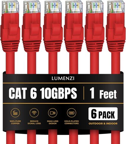 Cat 6 Ethernet Cable 14 FT in Black 10 GBPS Network Long Round RJ45 Outdoor Indoor Direct Direct Direct Bare Copper LAN CABL in Kuwait