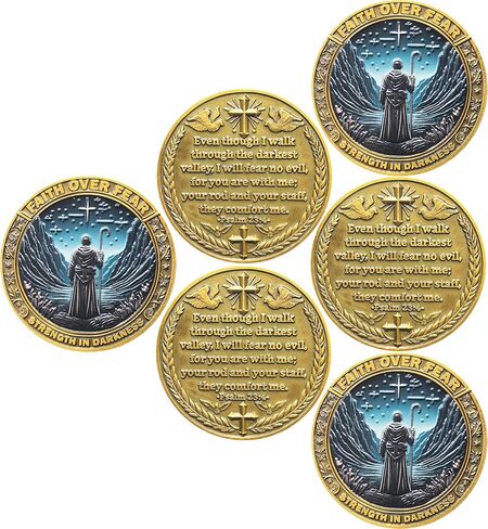 عملة التحدي المسيحي الإيمان فوق الخوف مع مزمور 23:4 للقوة والراحة في الأوقات المظلمة in Kuwait