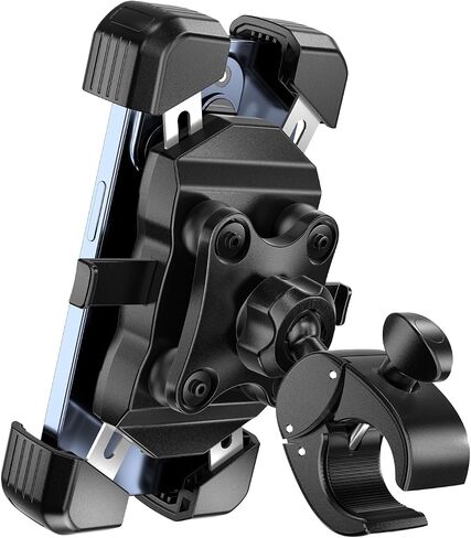Bike Phone Holder, [No Block Camera] Motorcycle Phone Mount, [Quick Release] Silicone Wrapped & 360° Rotate Handlebar Clamp for Electric Scooter, Compatible with 4"- 7" iPhone & Android Phones in Saudi Arabia