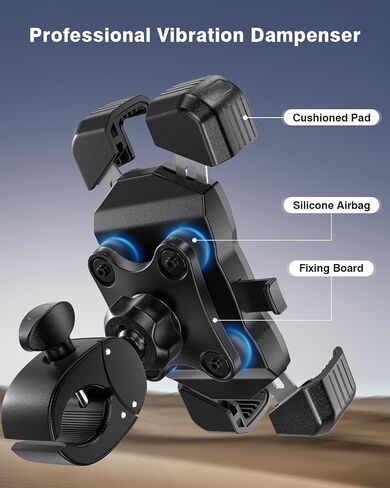 Bike Phone Holder, [No Block Camera] Motorcycle Phone Mount, [Quick Release] Silicone Wrapped & 360° Rotate Handlebar Clamp for Electric Scooter, Compatible with 4"- 7" iPhone & Android Phones in Saudi Arabia