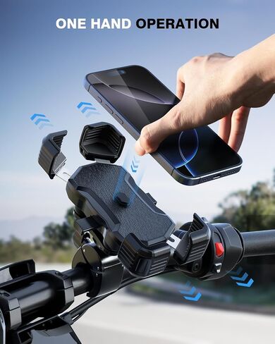 Bike Phone Holder, [No Block Camera] Motorcycle Phone Mount, [Quick Release] Silicone Wrapped & 360° Rotate Handlebar Clamp for Electric Scooter, Compatible with 4"- 7" iPhone & Android Phones in Saudi Arabia