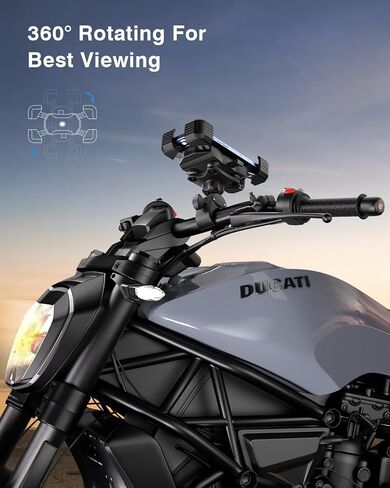 Bike Phone Holder, [No Block Camera] Motorcycle Phone Mount, [Quick Release] Silicone Wrapped & 360° Rotate Handlebar Clamp for Electric Scooter, Compatible with 4"- 7" iPhone & Android Phones in Saudi Arabia