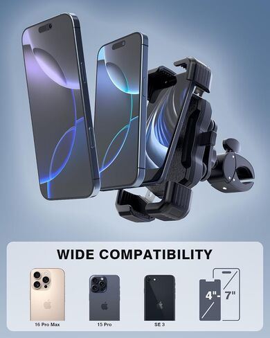 Bike Phone Holder, [No Block Camera] Motorcycle Phone Mount, [Quick Release] Silicone Wrapped & 360° Rotate Handlebar Clamp for Electric Scooter, Compatible with 4"- 7" iPhone & Android Phones in Saudi Arabia