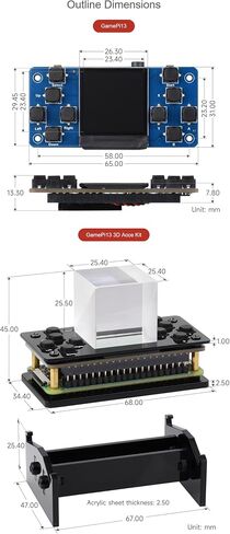 1.3inch LCD Game Console for Raspberry Pi Integrated ST7789 DRIVER CHIP ، 240x240 ، SPI communication xygstudy (gamepi13) in Kuwait