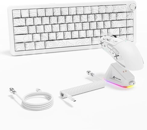 ATTACK SHARK Hall Effect Keyboard & Mouse,X65 PRO HE 60% Rapid Trigger Magnetic Keyboard RGB Hot Swap 8KHz Polling Rate,X11 Wireless Mice with Charging Dock 22K DPI,Bluetooth/2.4Ghz/Wired,Coiled Cable in Saudi Arabia