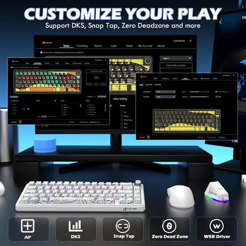 ATTACK SHARK Hall Effect Keyboard & Mouse,X65 PRO HE 60% Rapid Trigger Magnetic Keyboard RGB Hot Swap 8KHz Polling Rate,X11 Wireless Mice with Charging Dock 22K DPI,Bluetooth/2.4Ghz/Wired,Coiled Cable in Saudi Arabia
