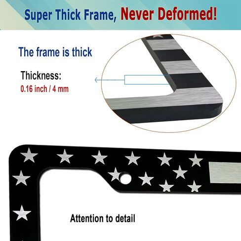 BGGTMO Black American Flag License Plate Frames- 2 Pack Front Rear Patriotic USA Stars and Stripes Aluminum Car Tag Holder Cover with Screws in Kuwait
