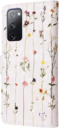 UEEBAI Wallet Case for Samsung Galaxy S20 FE 5G, PU Leather Phone Case Kickstand RFID Blocking Flip Case Card Slots Wrist Strap Relief Engraved Pattern Magnetic Closure Flower Folio Case, Vine in Kuwait