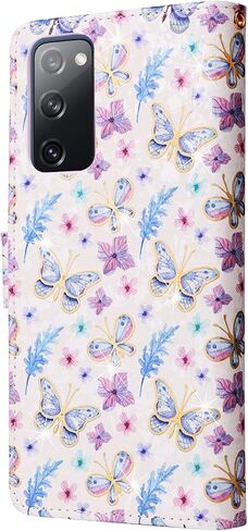 حقيبة محفظة UEEBAI لـ Samsung Galaxy S20 Fe 5G ، PU Phone Case Kickstand RFID Flocking Slock Case Card Slots Lrist Strap Relief Pattern Gatter Magnetic Follio Folio Case ، Vine in Kuwait