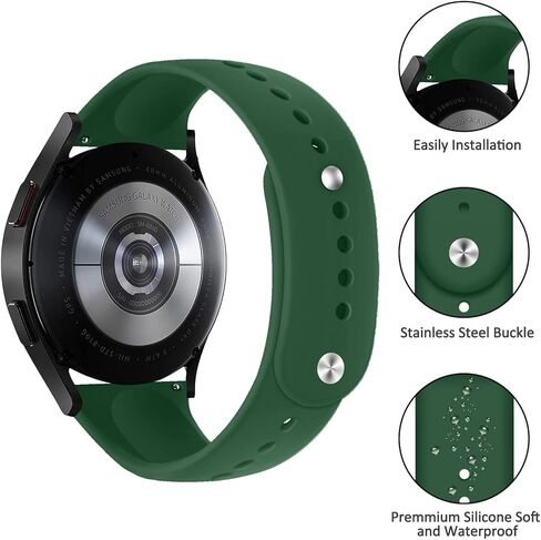 20mm Sport Strap for Samsung Galaxy Watch 7/6/5/5 Pro/4 40mm 42mm 44mm 45mm 46mm 43mm 47mm Galaxy Watch 3 41mm Band, Soft Silicone Wristbands Replacement Strap for Galaxy Watch Active 2 40mm 44mm in Kuwait