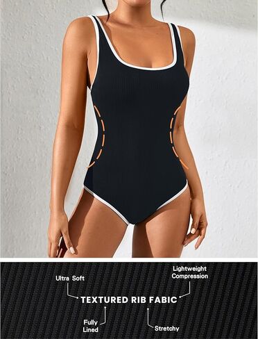 Blooming Jelly Womens One Piece Swimsuit Sporty Ribbed Slimming Cute Bathing Suit 2024 Flattering High Cut Swimming Suits in Saudi Arabia
