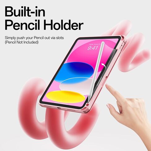 حالة لجيل iPad (A16) 11/10th الجيل 11/10.9 بوصة 2025/2022 مع حامل قلم رصاص - خلفية شفافة مع إطار مضاد لـ TPU ناعم ، ودعم معرف الاستيقاظ التلقائي/النوم ، أبيض in Kuwait