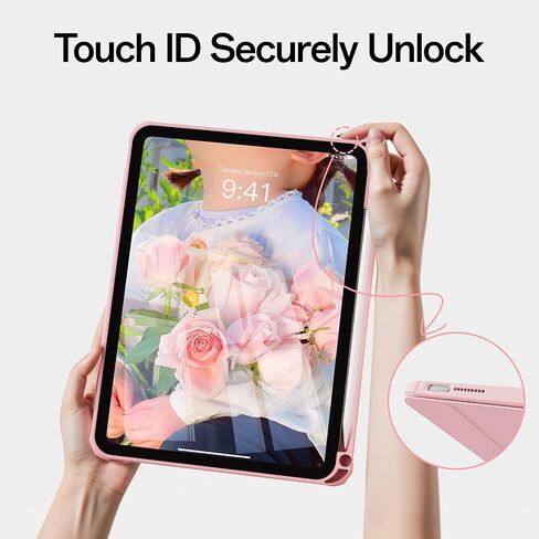 حالة لجيل iPad (A16) 11/10th الجيل 11/10.9 بوصة 2025/2022 مع حامل قلم رصاص - خلفية شفافة مع إطار مضاد لـ TPU ناعم ، ودعم معرف الاستيقاظ التلقائي/النوم ، أبيض in Kuwait
