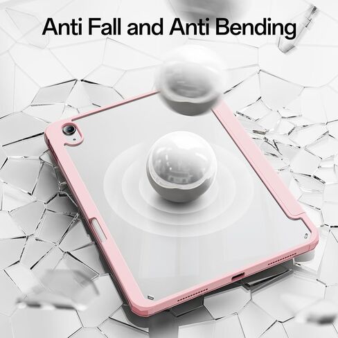 حالة لجيل iPad (A16) 11/10th الجيل 11/10.9 بوصة 2025/2022 مع حامل قلم رصاص - خلفية شفافة مع إطار مضاد لـ TPU ناعم ، ودعم معرف الاستيقاظ التلقائي/النوم ، أبيض in Kuwait