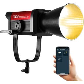 GVM 500W LED Video Light, APP Control, 2700K-6800K CCT, 227040lux@1m with Standard Cover, 12 Dynamic Effects, Bluetooth Control for Photography, Studio, and Video