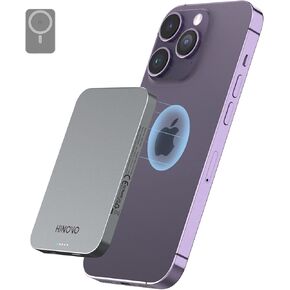 Magnetic Portable Charger 5000mAh ، فائقة النحافة 0.35 بوصة بنك الطاقة اللاسلكية المعدنية مع شحن سريع 20 واط ، سلسلة بطارية ماجية متين لجهاز iPhone 16/15/14/13/12