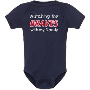 Curiositees Watching the Braves with My Daddy Baby Boy's Bodysuit Outfit - Navy