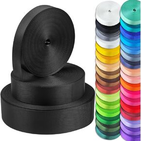 PerkHomy 1mm Thin Webbing, 1" & 1.5" & 2" Wide Lightweight Strong Durable Strap for Bags Lawn Chair Gear Crafting Repairing Indoor or Outdoor Max 550/600/650 Lbs (Black, 1" x 15 yds)