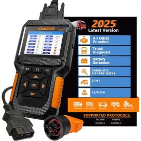 HUMZOR NC610 OBD2 Scanner，Car/Heavy Duty Truck Scanner Car Code Reader Diesel Diagnostic Tool, Full OBDII Function - 2 in 1 Auto & Truck Engine Light Clear Check Fault Diagnostic Scan Tool.