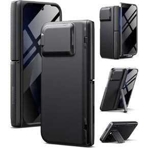Tongate Magnetic for Pixel 9 Pro Fold مع واقي شاشة الخصوصية ، [متوافق مع Magsafe] [مع غطاء الكاميرا والحماية المفصلية] قضية قاعدة وعرة كاملة لجوجل Pixel 9pro ، الأسود