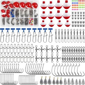خطافات الصيد لوبورز معالجة مجموعة 214pcs المعدات المبتدئين تشمل Baitholder Circle Fishing Hooks Bobber عوامات الأوزان الأوزان دوار طقم الصيد لبدلة الطعم الاصطناعي والعيش الحي
