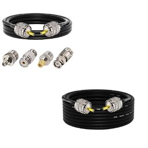 SO239 ADAPTER KIT 4 عبوات ، SMA ذكر أنثى إلى محول SO239/ BNC MALE إلى محول SO239/ SO239 إلى SO239 موصل محول RF ، W/ 3.28ft + 25ft PL259 Cable RG58 Coaxial Cable