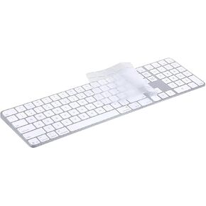 Silicone Keyboard Cover Skin Protector Compatible for 2024 M4 iMac Magic Keyboard with Touch ID and Numeric Keypad (Model A3119) (Clear, Compatible for A3119)