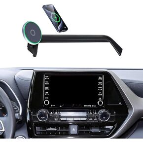 Car Phone Mount for 2020-2025 Toyota Highlander Accessories, Apply to 8 Inch Touch Screen, 15W Fast Wireless Charger Screen Fixed Clip Cell Phone Automobile Cradles Hands-Free