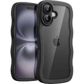 Jetech Case Wavy Case لـ iPhone 16 6.1 بوصة ، وغطاء مطعم على شكل إطار مجعد ، وهو غلاف هاتف مقاوم للصدمات للنساء والفتيات ، واضحة للكمبيوتر الشخصي (Ultramarine) in Kuwait