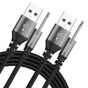 كابل شحن DC 2.5 مم 2 قدم 2 حزمة ， USB A إلى DC 17mm × 2.5 مم شاحن سلك سريع الشحن ， مضفر متين 5V 150MA كابل الأسلاك دبوس للمستعار ، ألعاب.