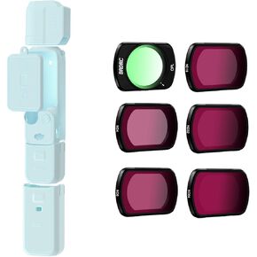 Pocket 3 Silicone Cover & ND Filters Set, Protective Case Lens Protector Scratch-Resistant Sleeve Skin and 6 Pack ND Filters (CPL, ND4 - ND64) for DJI Osmo Pocket 3 Camera Accessories(Blue)