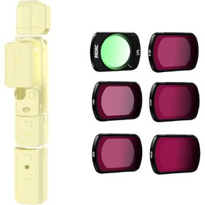 Pocket 3 Silicone Cover & ND Filters Set, Protective Case Lens Protector Scratch-Resistant Sleeve Skin and 6 Pack ND Filters (CPL, ND4 - ND64) for DJI Osmo Pocket 3 Camera Accessories(Yellow)