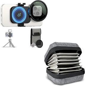 Hard Shell Camera Lens Filter Case Up to 67mm + 67mm Phone Lens Filter Adapter+ND2-128 Filter Set