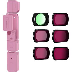 Pocket 3 Silicone Cover & ND Filters Set, Protective Case Lens Protector Scratch-Resistant Sleeve Skin and 6 Pack ND Filters (CPL, ND4 - ND64) for DJI Osmo Pocket 3 Camera Accessories(Red)