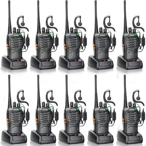 Walkie Talkies Long Range for Adults Copy Frequency Baofeng Radio Walkie Talkie Earpiece with Mic Rechargeable Handheld Two Way Radio with Charger Walky Talky for Cruise Ships Camping Skiing (10 Pack)